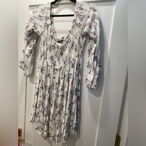 Torrid Floral Long Sleeve Dress - Cream and Pink